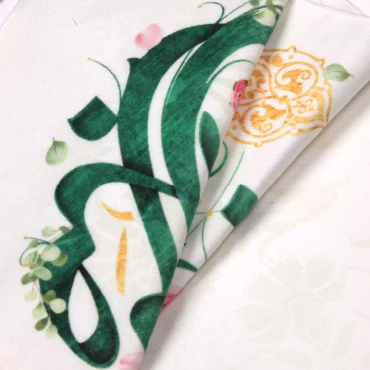 کتیبه سه عددی مخمل با شعار السلام علیک یا صاحب الزمان دو طرف اللهم عجل لولیک الفرج رنگ سبز 140*140