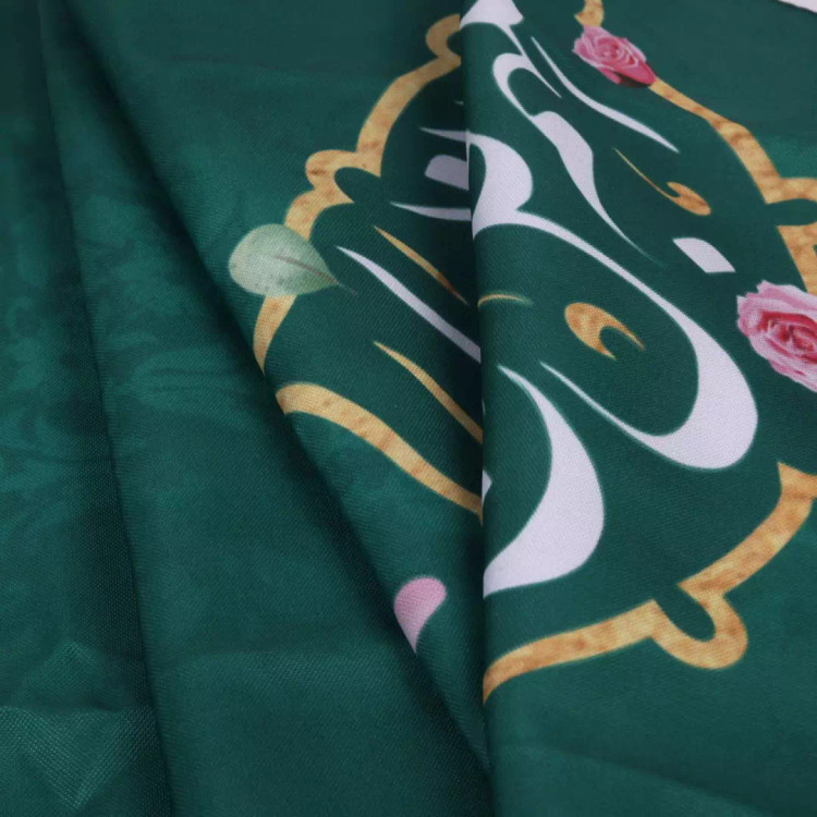 کتیبه سه عددی پاناما با شعار السلام علیک یا صاحب الزمان دو طرف اللهم عجل لولیک الفرج رنگ سبز 140*140