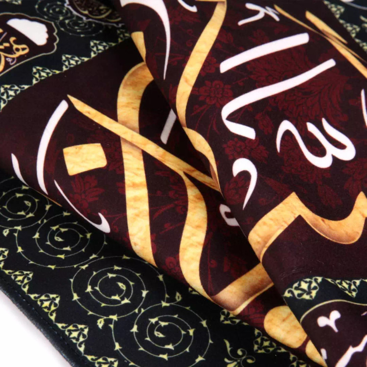 کتیبه مخمل افقی مستطیلی با شعار السلام علیک یا علی بن ابی طالب 140*300