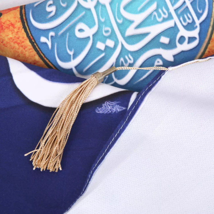 کتیبه مخمل عمودی کنار آیفونی با شعار یا علی بن موسی الرضا زمینه سورمه ای 20*40