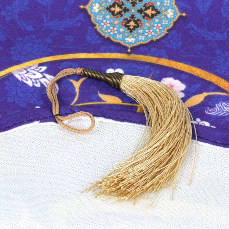 کتیبه مخمل تک عددی عمودی با شعار علی ولی الله زمینه آبی تیره در ابعاد 65*135 سانتیمتر