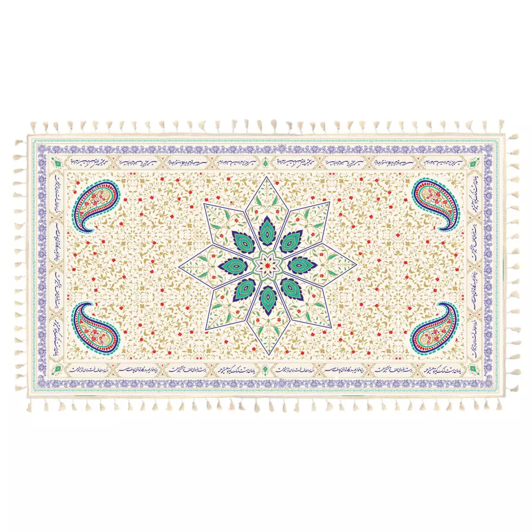 سفره سپاس فارسی 6 نفره در ابعاد 120*220 سانتیمتر رنگ سفید