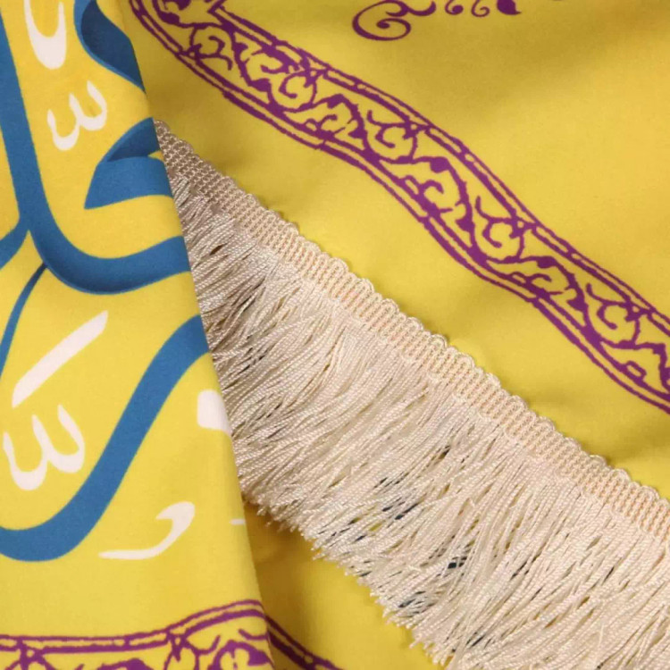 کتیبه مخمل پایین هلالی با شعار اللهم عجل لولیک الفرج زمینه زرد (700641) - 70*150 سانتیمتر