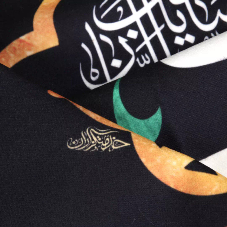 کتیبه مخمل تک عددی طرح عاشقانی که مدام از فرجت میگفتند رنگ مشکی 65*135