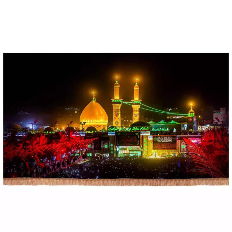 کتیبه مخمل افقی طرح حرم حضرت ابالفضل العباس و بین الحرمین (700759) - 140*250 سانتیمتر