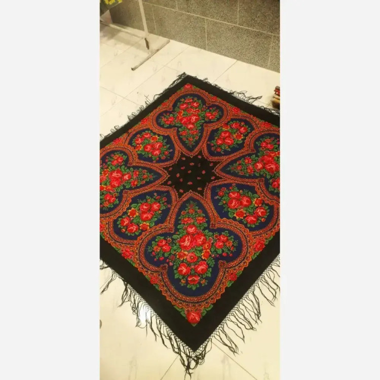 روسری ترکمنی اصل پشمی پاولوا پوساد مدل جیمی قواره بزرگ مناسب پاییز زمستان بهار