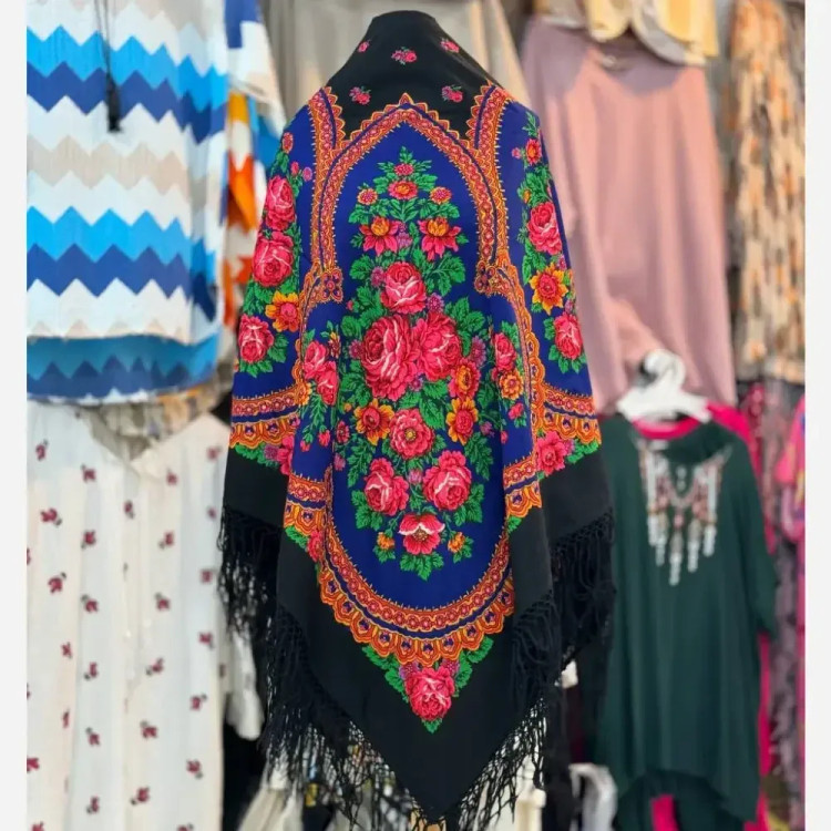 روسری ترکمنی اصل پشمی پاولوا پوساد مدل جیمی قواره بزرگ مناسب پاییز زمستان بهار
