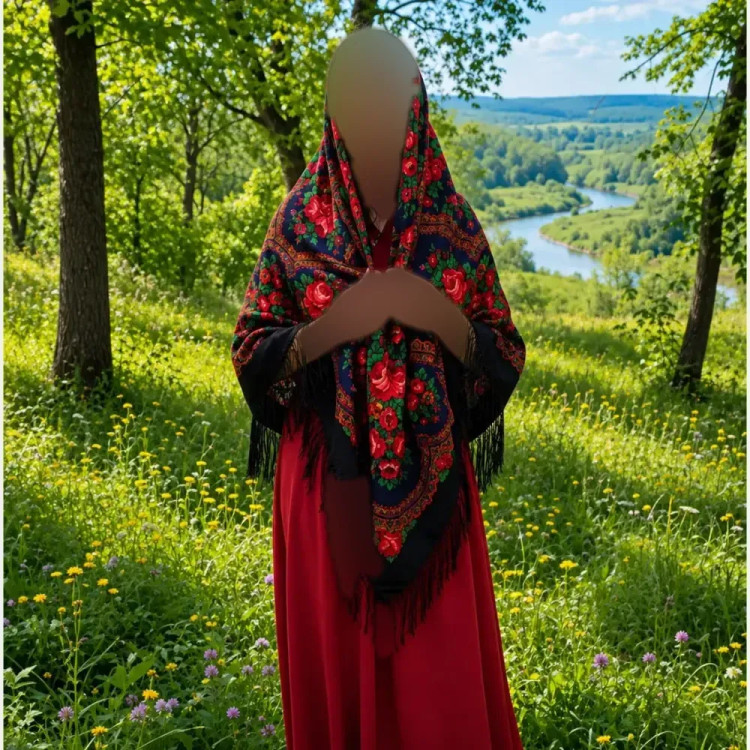 روسری ترکمنی اصل پشمی پاولوا پوساد مدل جیمی قواره بزرگ مناسب پاییز زمستان بهار