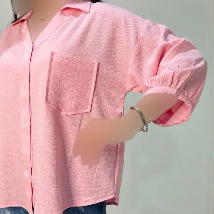 شومیز آستین سه ربع پاستیلی ینزی