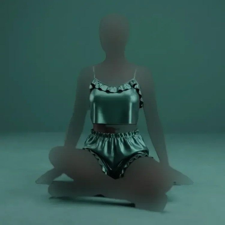 تاپ شورتک زنانه ساتن چین دار بند قابل تنظیم