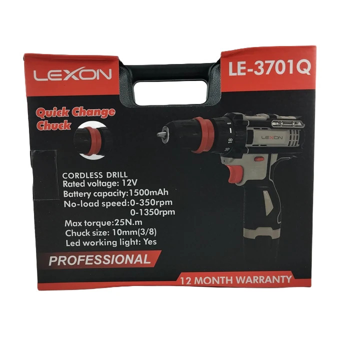 دریل شارژی لکسون 12 ولت دو باتری مدل LE-3701Q مدل 1