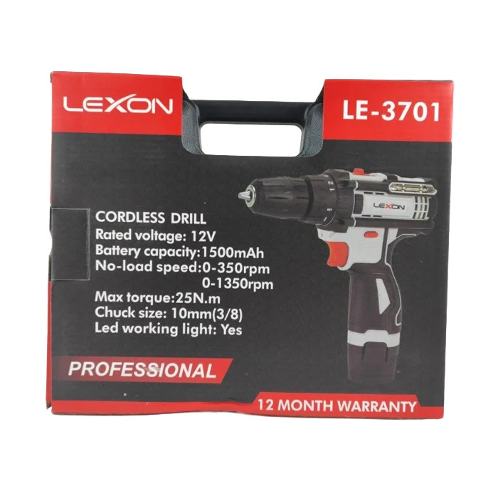 دریل شارژی لکسون 12 ولت دو باتری مدل LE-3701 مدل 1