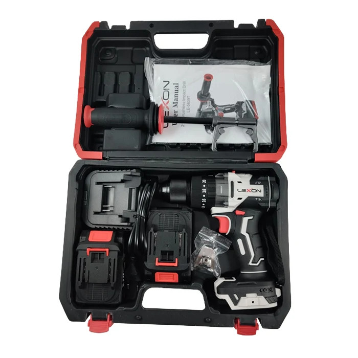 دریل چکشی شارژی براشلس لکسون 21 ولت دو باتری مدل LE-5809T